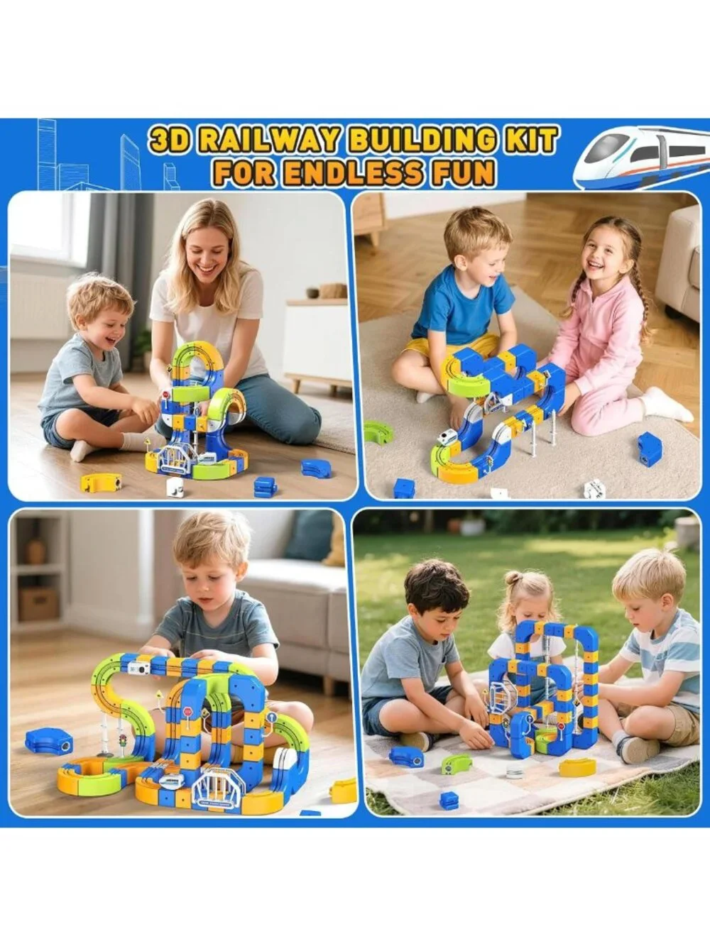 Electric Train Set for Kids 5-8, 225 Pcs 3D Track, 2 Trains, Fun Gift Idea